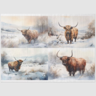 Vaca Highland en Collage de Nieve 1 Papel de desco