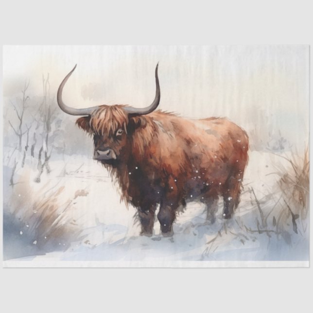 Vaca Highland en papel de nieve de 4 páginas (Anverso)