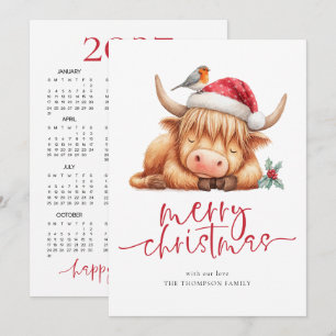 Vaca Highland Lindo Calendario 2027 Feliz Navidad