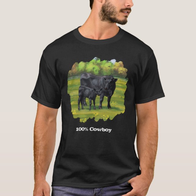 Vaca negra de ángulos y camiseta de ternera dulce (Anverso)