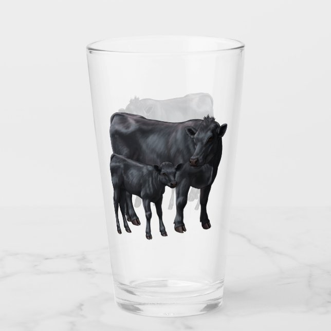 Vaca negra de ángulos y ternera (Anverso)