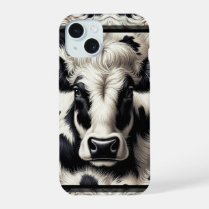Vaca negra y blanca Cuero de vaca Aspecto peludo y