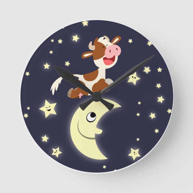 Vaca Personalizado Cuta Saltando Sobre El Reloj De (Anverso)