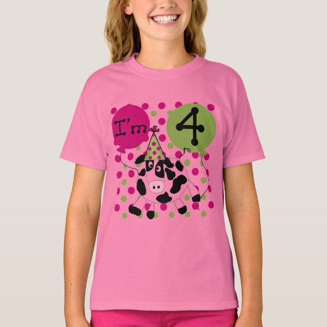 Vaca Rosada 4 camisetas de cumpleaños y regalos (Anverso)