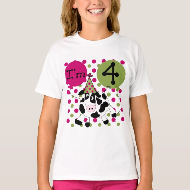Vaca Rosada 4 camisetas de cumpleaños y regalos (Anverso)