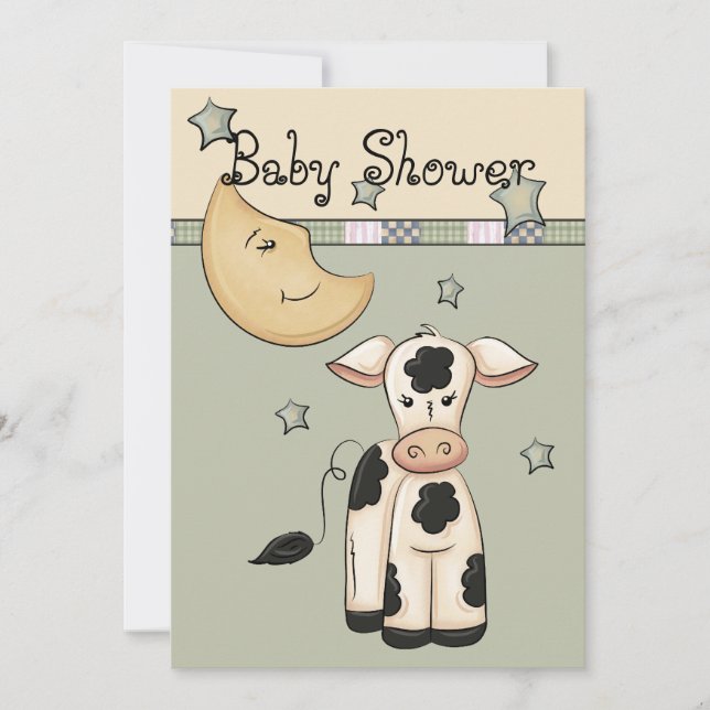 Vaca saltó por las invitaciones a la ducha de bebé (Anverso)