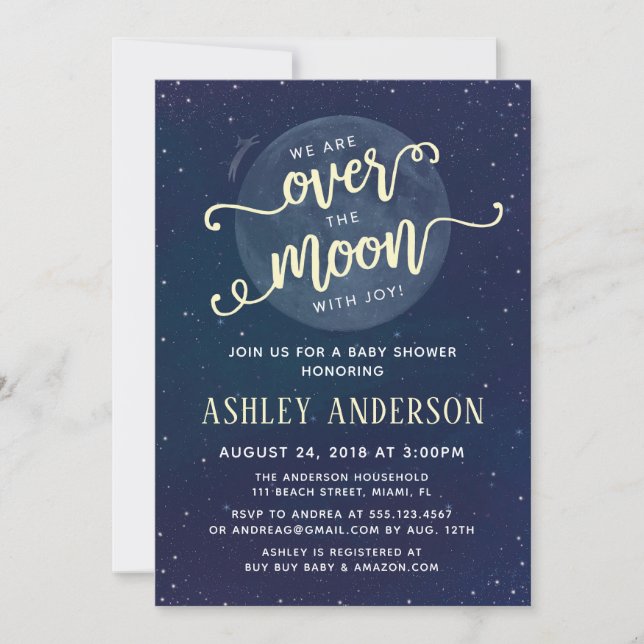 Vaca saltó sobre la invitación de Baby Shower a la (Anverso)