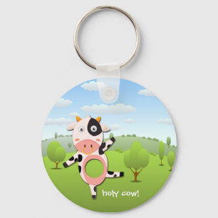 ¡vaca santa! Llavero de la granja divertida