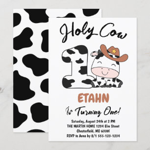 Vaca Santa Soy un niño Invitación a la fiesta de c