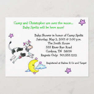 Vaca sobre las invitaciones de Baby Shower de la