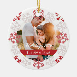 Vacaciones de copos de nieve rojos Ornamento cerám