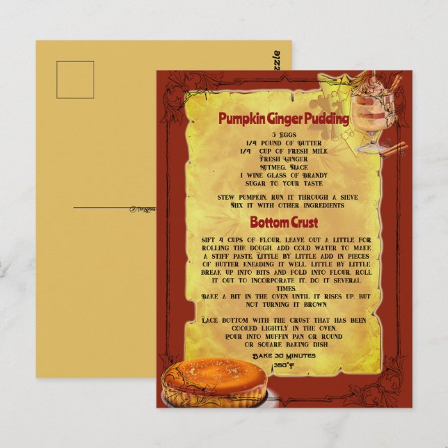 VACACIONES DE RECETA DE PUMPKIN | Tarjeta postal (Anverso / Reverso)