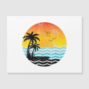 Vacaciones de Verano Palmeras Atardecer Retro Trop