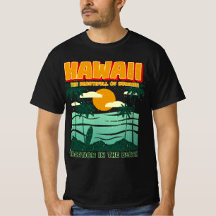 Vacaciones en Hawái en camiseta gráfica de playa
