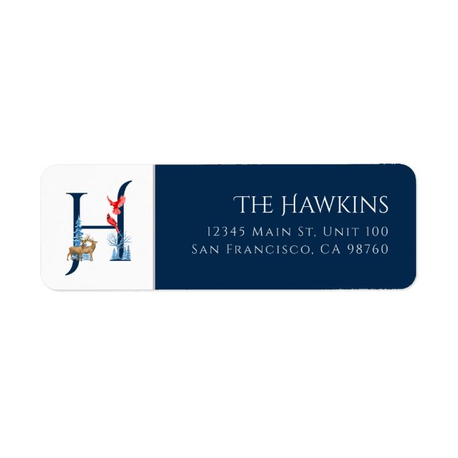 Vacaciones en invierno | Letra H Etiqueta de direc (Frente)