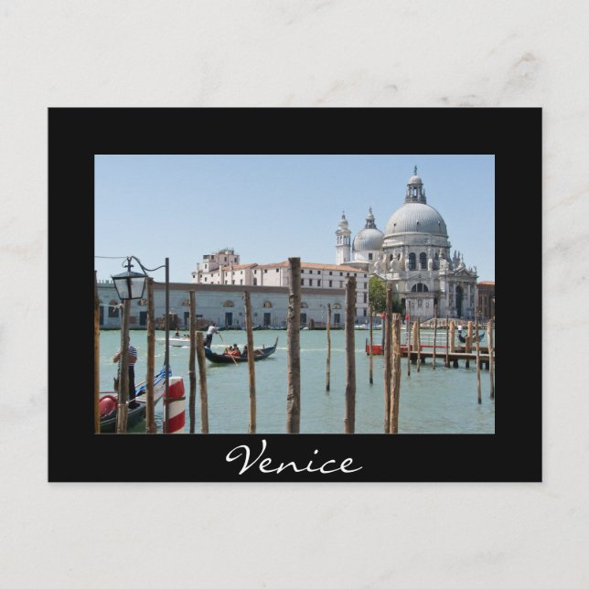 Vacaciones en Venecia postal de texto negro (Anverso)