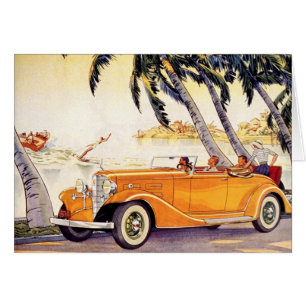 Vacaciones familiares antiguas en un coche convert