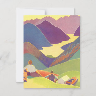 Vacaciones familiares antiguas, picnic en las mont