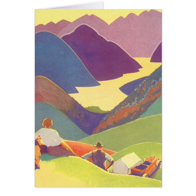 Vacaciones familiares antiguas, picnic en las mont (Frente)