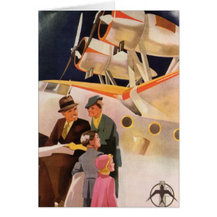 Vacaciones familiares vintage en hidroavión con hé