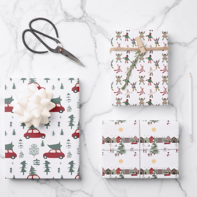 vacaciones felices nieve diversión envolver hojas  (Anverso)