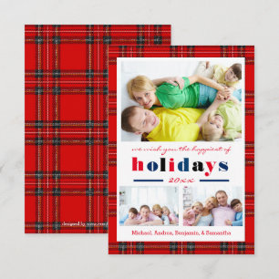 Vacaciones más felices para Red Plaid - Tarjeta de