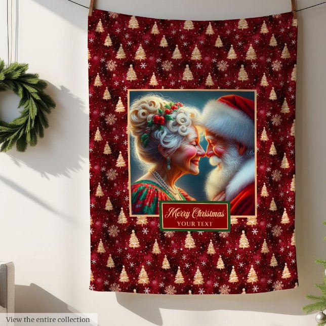 Vacaciones perfectas lanza manta borgoña oro Santa (Perfect Holiday Throw Blanket Burgundy Gold Santa Claus)