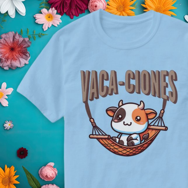Vacaciones (Vacaciones) Punny Cow Camisa Española (Vacaciones (Vacation) Punny Cow Spanish Shirt.)