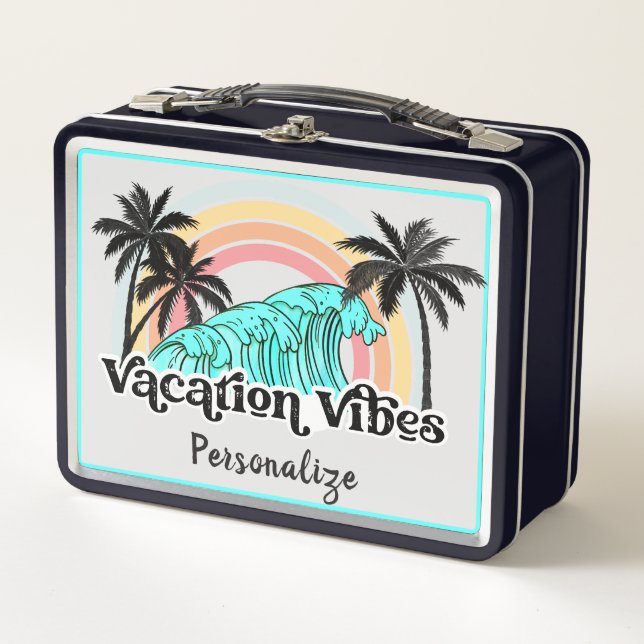 Vacaciones Vibes Ocean Waves Palm Trees personaliz (Anverso)