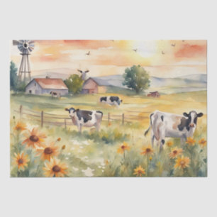 Vacas acuarelas en el campo de la flor Papel de de
