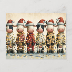 Vacas con luces de Navidad de Santa Hat