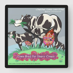 Vacas criadas 4 fuerte crema Funny reloj de pared