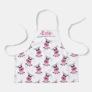 Vacas de fresa de corte 2 x delantal de texto pers