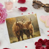 Vacas de las Tierras Altas enamoradas Tarjeta post