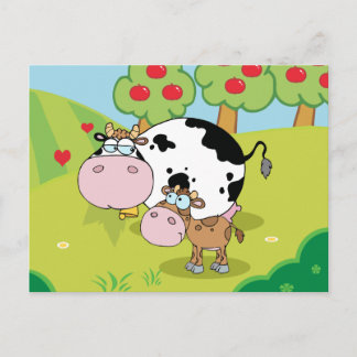 Vacas en la tarjeta postal de la granja