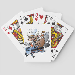 Vacas Montando Cartas De Juego Con BBQ