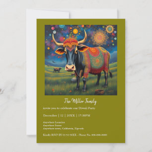 Vacas sagradas y coloridas del Diwali en disfraces