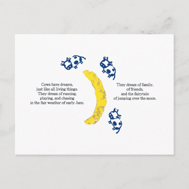Vacas sobre la postal lunar (Anverso)