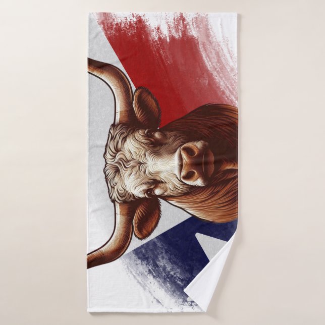 Vacas y bandera de Texas con roror de longo (Toalla de baño)