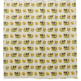 Vacas y girasoles cortina de ducha