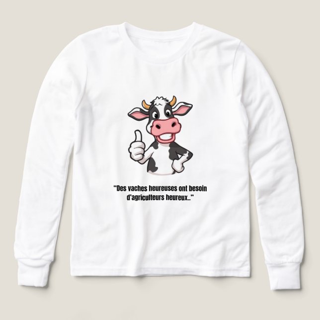 Vache Positive – T-shirt Cartoon Humoristique (Diseño frontal)