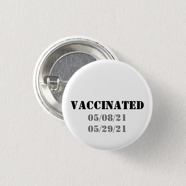 Vacunado con el botón del pin de fechas personaliz (Anverso y reverso)