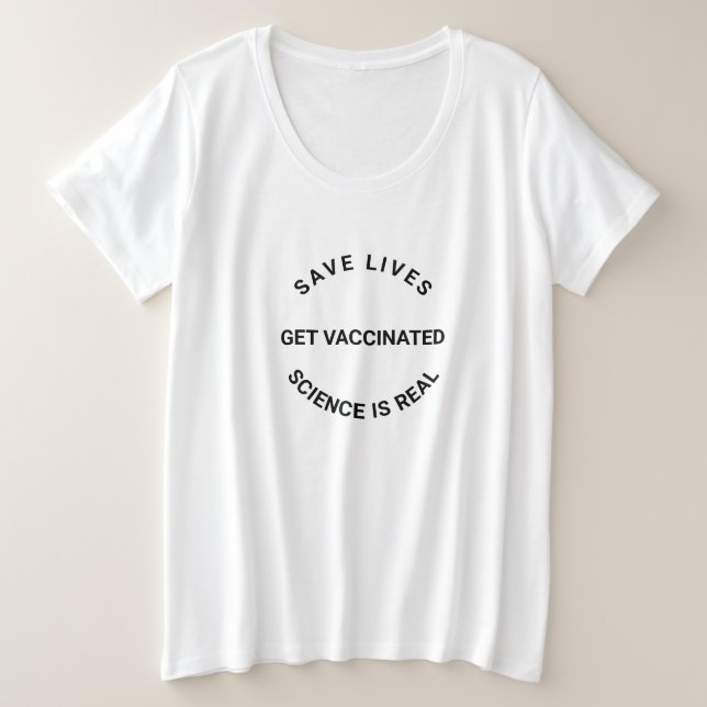 Vacunarse, la ciencia es real, salvar vidas modern (Anverso del diseño)