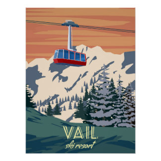 Vail Ski Travel resort poster vintage