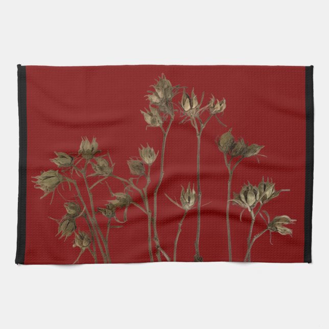 Vainas de semillas en una toalla de cocina (Horizontal)