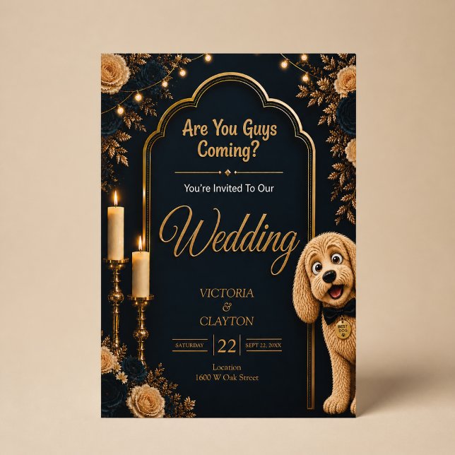 ¿Vais a venir? Perro divertido invitación de boda  (Subido por el creador)