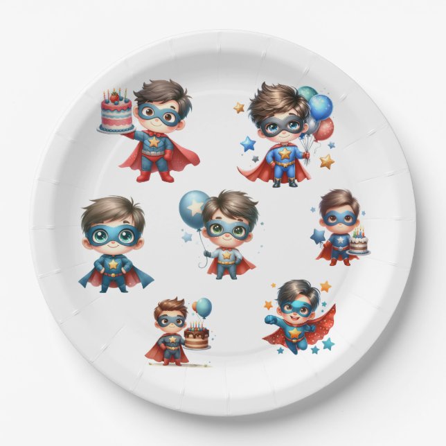 Vajilla de Cumpleaños de Niño con Plato de Papel d (Anverso)