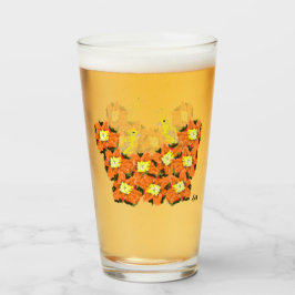 Vajilla de vidrio: flores naranjas amarillas con c