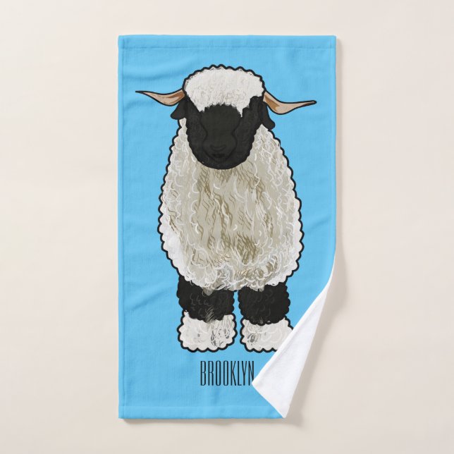 Valais Blacknose ilustracion personalizado ovino (Toalla de mano)