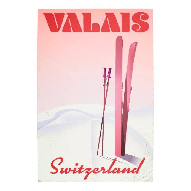 valais Suiza vintage style ski poster (Anverso)